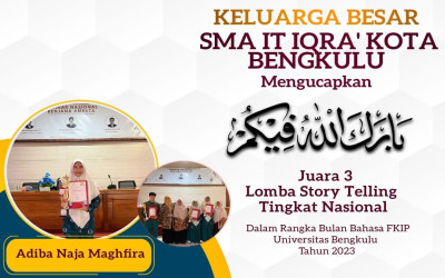 Adiba Naja Magfirah, Raih Juara 3 Lomba Story Telling Tingkat Nasional Di Bulan Bahasa FKIP Universitas Bengkulu Tahun 2023