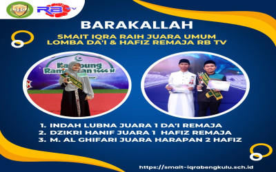 SMAIT IQRA' Raih Prestasi Gemilang: Juara Umum Lomba Da'i dan Hafiz Remaja Kampung Ramadhan RB TV