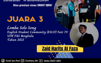 Siswa SMA IT IQRA' Kota Bengkulu Raih Juara 1 Lomba Solo Song dalam ESCO Fair IV UIN FAS Bengkulu 2023
