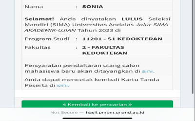 Sonia, Siswa SMA IT IQRA' Kota Bengkulu, Berhasil Lolos Masuk Universitas Andalas Jurusan Kedokteran melalui Jalur SIMA-Akademik-Ujian Tahun 2023