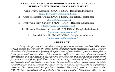 Artikel Ilmiah: EFFICIENCY OF USING HERBICIDES WITH NATURAL SURFACTANTS FROM COCOA BEAN WAST